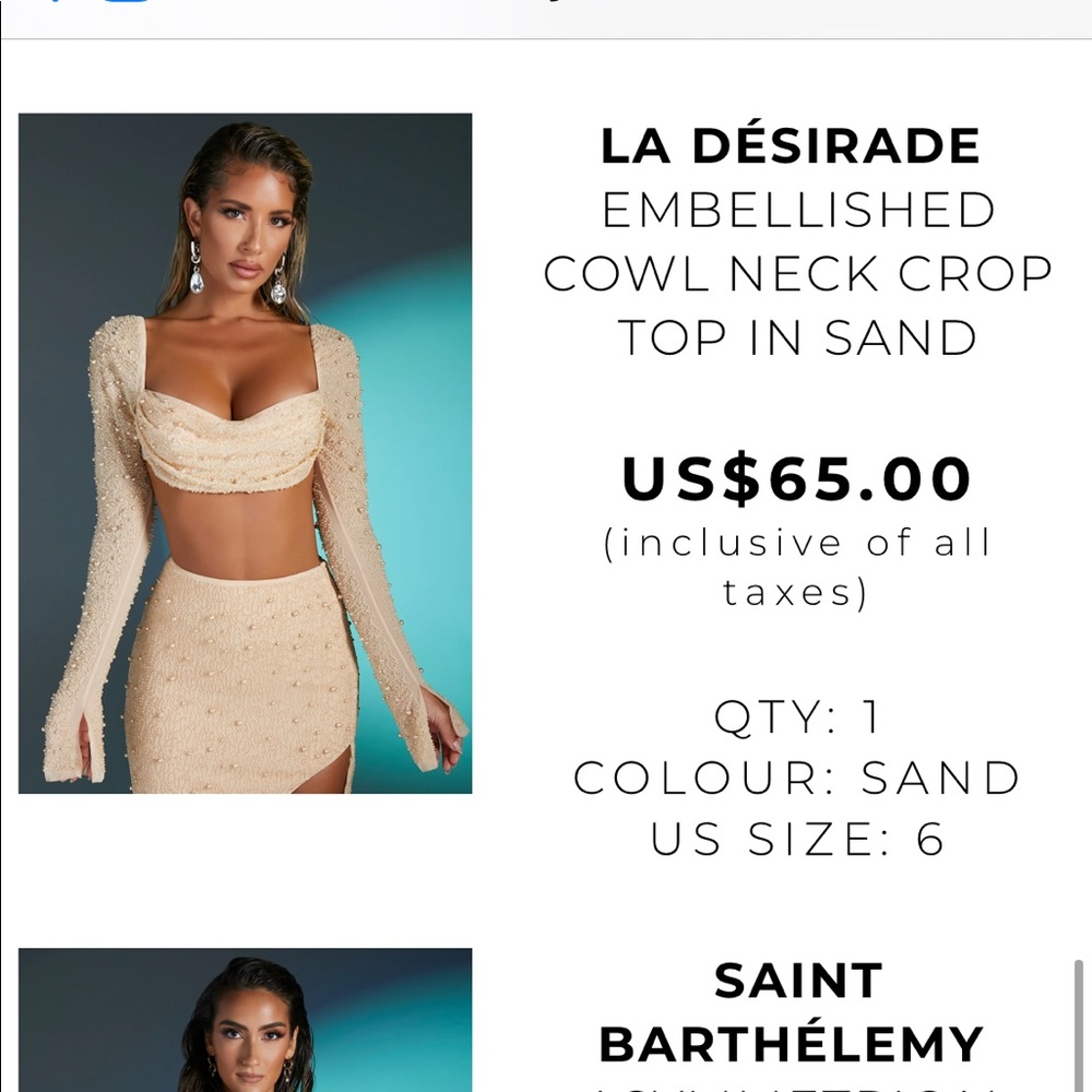 Embellished OH Polly crop top size 6